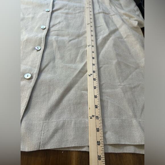 Bryn Walker Tan 100% Linen 3/4 Sleeve Lagenlook Jacket Size XL EUC Tunic - Picture 6 of 6